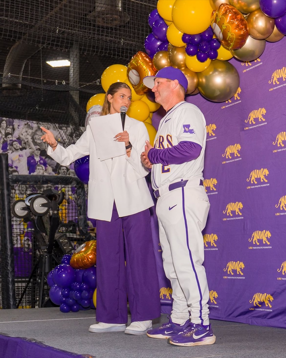 Abby Alonzo hosting the LSU Baseball Women&rsquo;s Clinic on stage